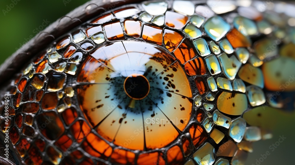 A close-up of a butterfly's compound eye, reflecting a world seen from a unique perspective.