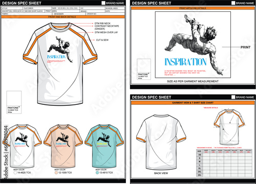MOTIVE INSPIRATION STREETWEAR VECTOR DIGITAL DTG DTF HEAT TRANSFER STICKER SUBLIMATION PRINT MEN BOYS CUT AND SEW SHORT SLEEVE T SHIRT TECHPACK MEASUREMENT LAYOUT TEMPLATE DESIGN