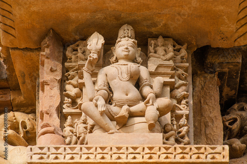 Sculpture of Ardha Narishwara at Chaturbhuj Temple, Khajuraho, Madhya Pradesh, India, Asia. photo