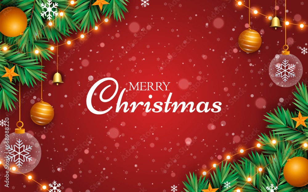 Christmas background with realistic decoration
