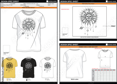  SUN GOD 2 STREETWEAR VECTOR DIGITAL DTG DTF HEAT TRANSFER STICKER SUBLIMATION PRINT MEN BOYS REGULAR T SHIRT TECHPACK MEASUREMENT LAYOUT TEMPLATE DESIGN