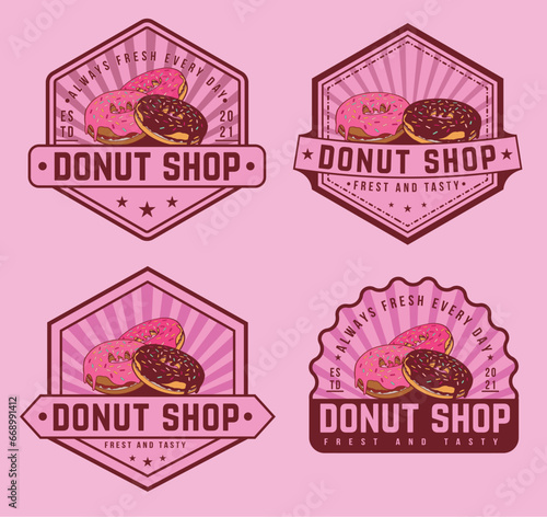 Donut shop logo vector and icon illustration. 