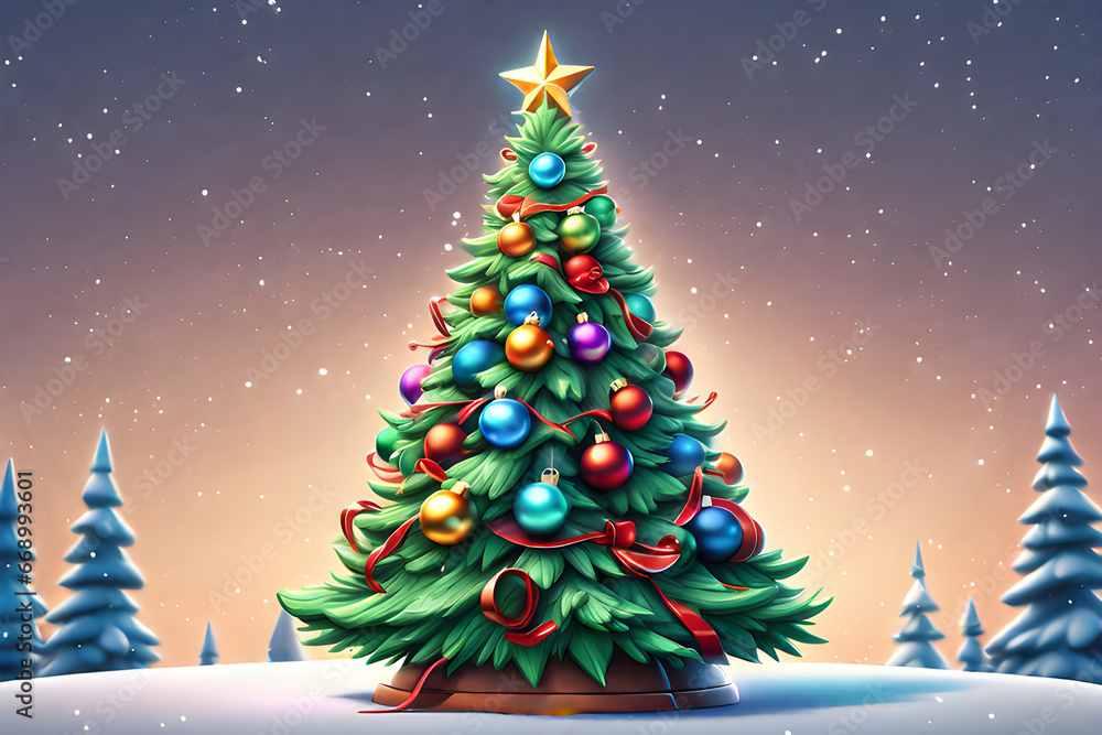 Obraz premium christmas tree in the snow generative ai 