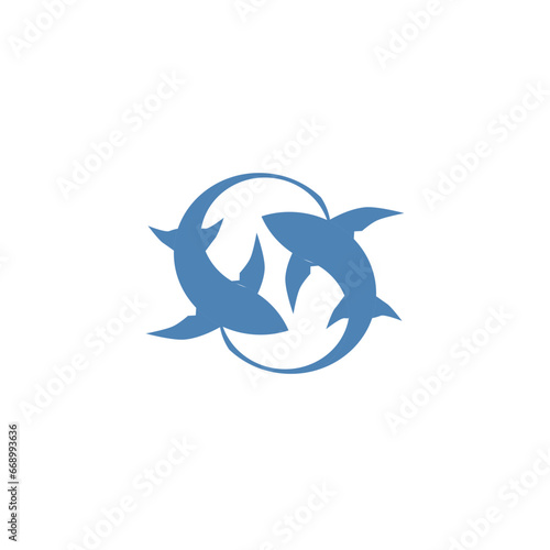 Letter S Shark logo design on isolated background.