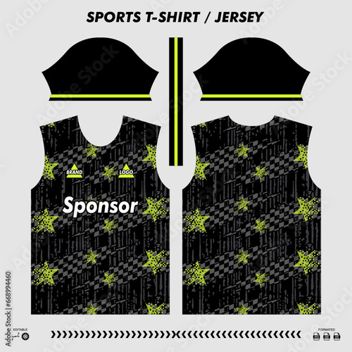 Vector t-shirt sport design, sublimation jersey, mockup cutting