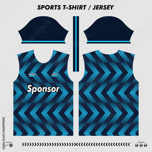 Vector t-shirt sport design, sublimation jersey, mockup cutting