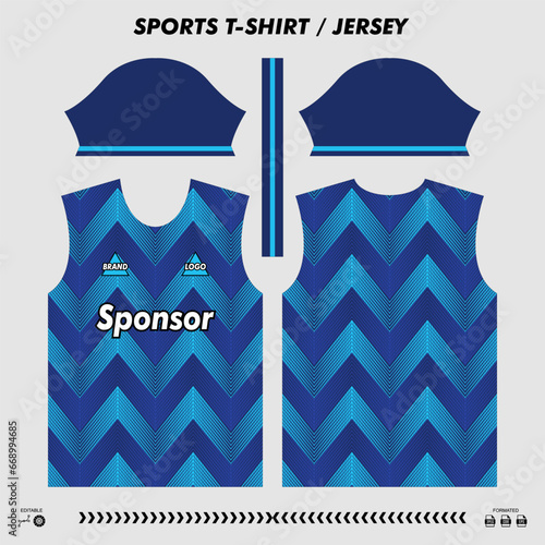 Vector t-shirt sport design, sublimation jersey, mockup cutting