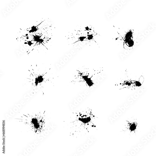 Abstract paint ink splatters element Paint splashes isolated set vector illustration