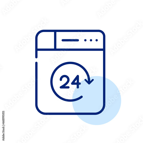 24 hour self-service laundry. Washing machine. Pixel perfect, editable stroke icon