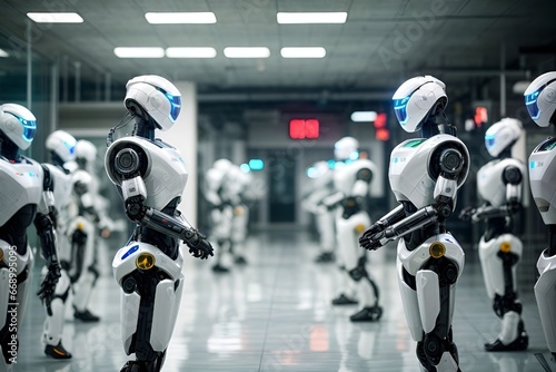 AI Robots in a Manufacturing Facility - Futuristic Automation