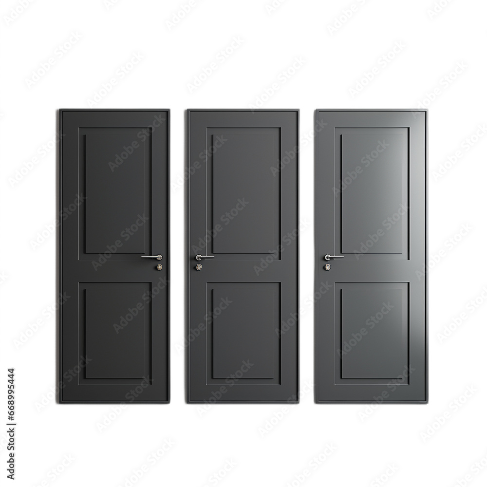 a set of dark gray doors on a highlighted background, flat layout a set of dark gray doors on a highlighted background, flat layout