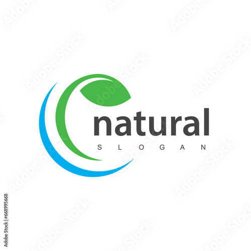 Natural product logo icon, Fresh food, circle package, beauty flora, pharmacy icon.