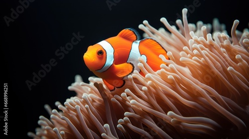 Minimalistic Clownfish Living in a Bleached Anemone AI Generated © AlexandraRooss
