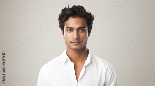 Young South Asian Man in Minimalistic Superb Clean Image AI Generated photo