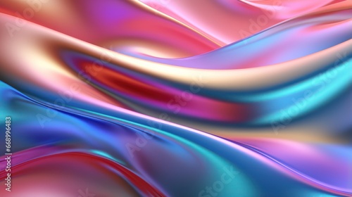 Colorful Glassy Holographic Cloth: Abstract 3D Render AI Generated