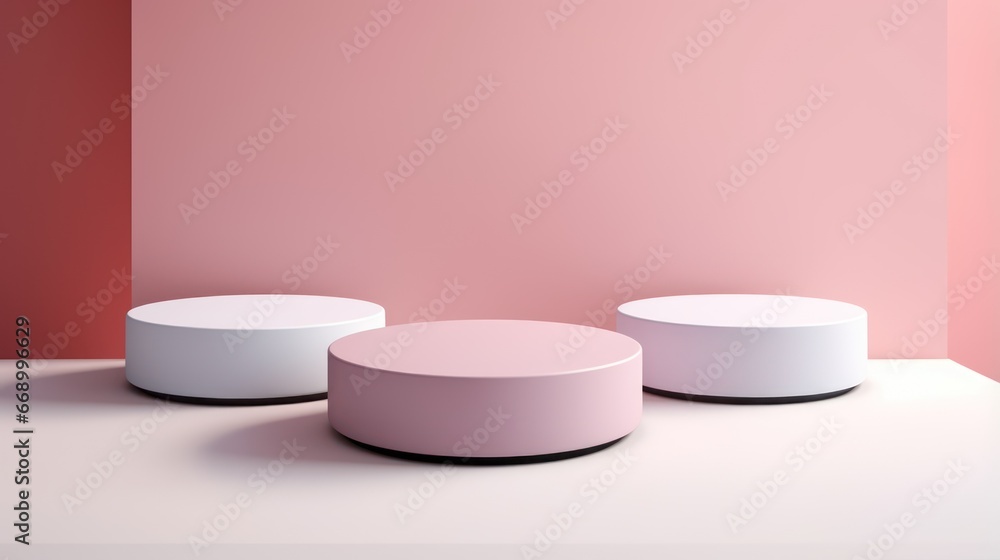 Minimalistic Geometric Shape Podiums for Product Presentation AI Generated Minimalistic Geometric Shape Podiums for Product Presentation AI Generated