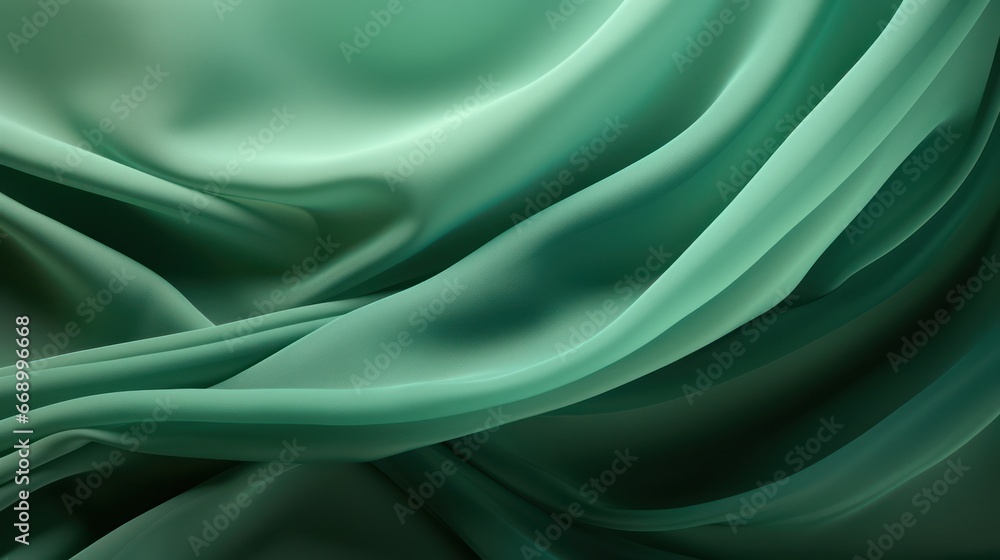 Fototapeta premium Layers of Silk: Abstract Green Background AI Generated