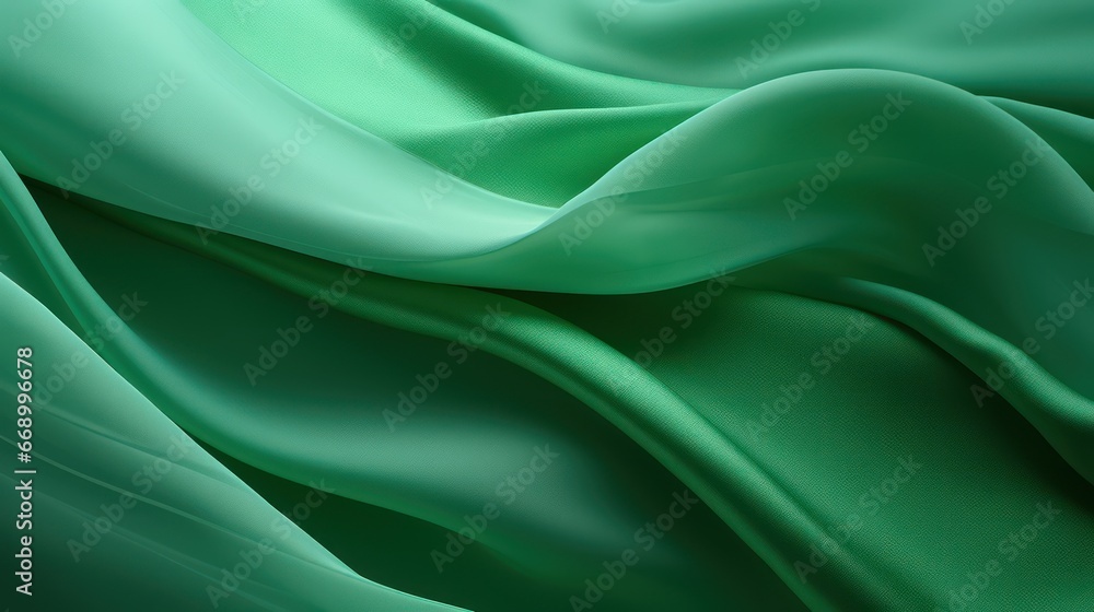 Obraz premium Layers of Silk: Abstract Green Background AI Generated
