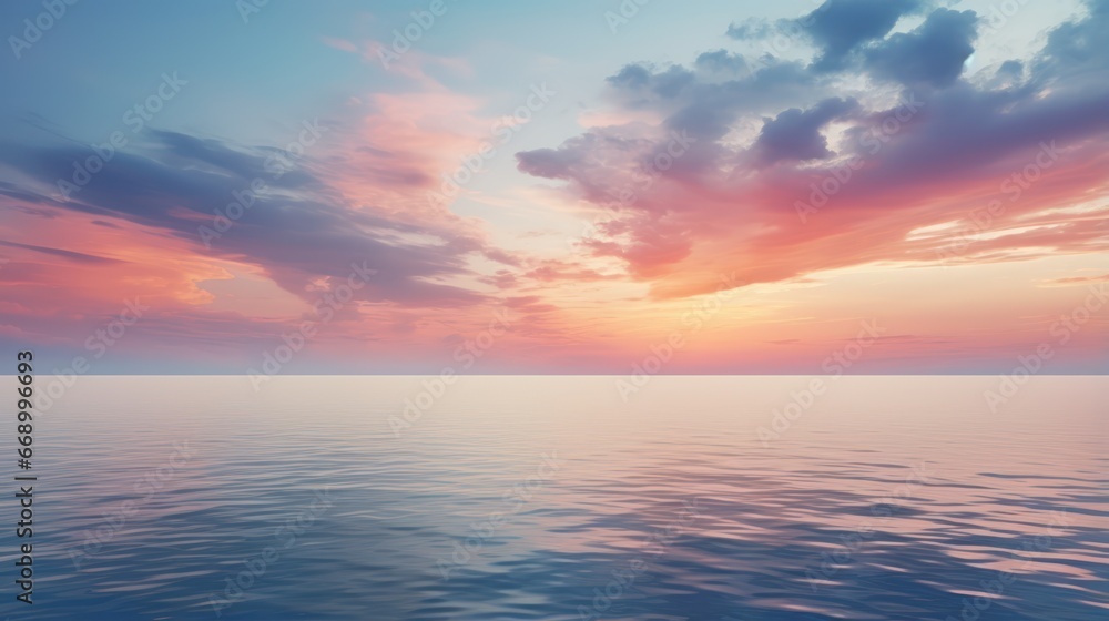 Minimalistic Sunset Seascape with Cloud Above the Water AI Generated