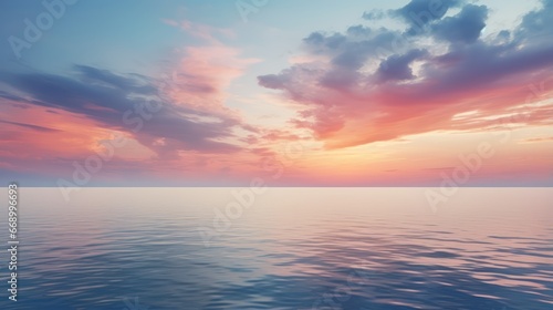 Minimalistic Sunset Seascape with Cloud Above the Water AI Generated