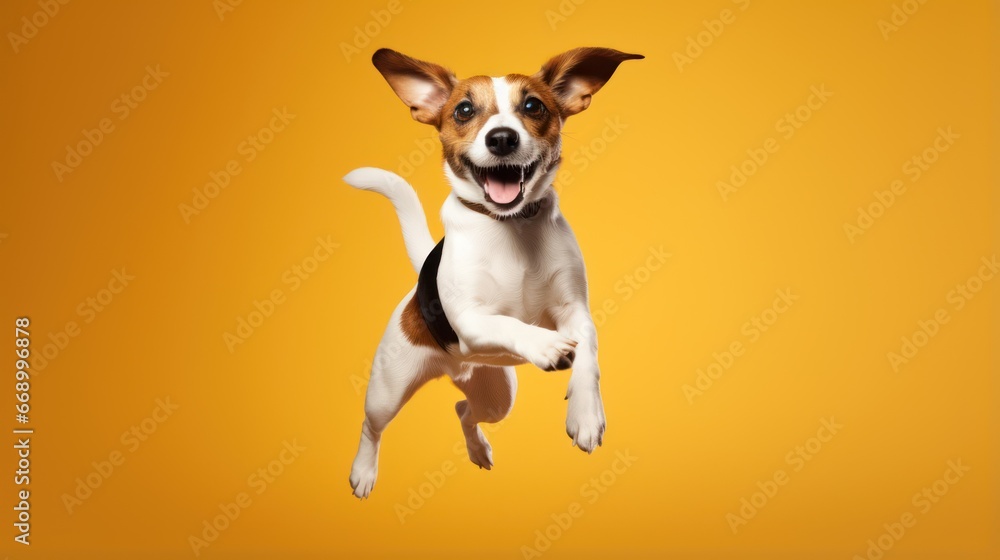 Adorable Jack Russell Jumping in Minimalistic Style AI Generated