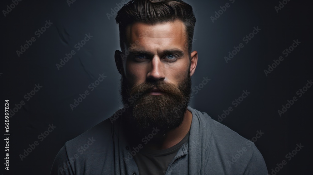Minimalistic Superb Clean Image of Bearded Man in his 20s Looking Directly at Viewer AI Generated