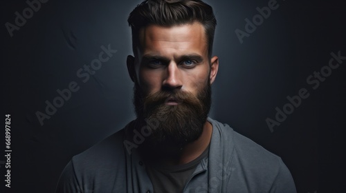 Minimalistic Superb Clean Image of Bearded Man in his 20s Looking Directly at Viewer AI Generated