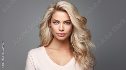 Beautiful Blond Woman Looking at the Camera AI Generated