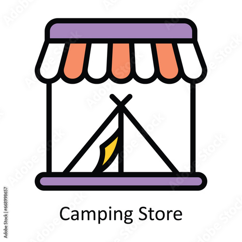 Camping Store  vector Filled outline Design illustration. Symbol on White background EPS 10 File 