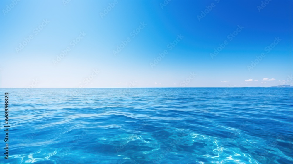 Fototapeta premium Serene Blue Ocean with Sunshine AI Generated