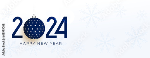 elegant 2024 new year invitation wallpaper with hanging bauble design