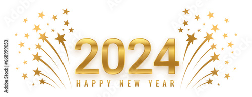 2024 new year party invitation banner with bursting star decor