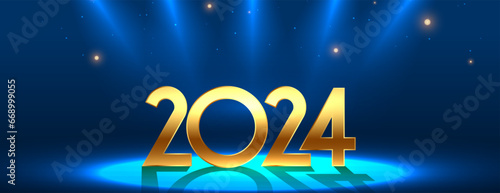 2024 golden lettering new year eve wallpaper with spot light effect