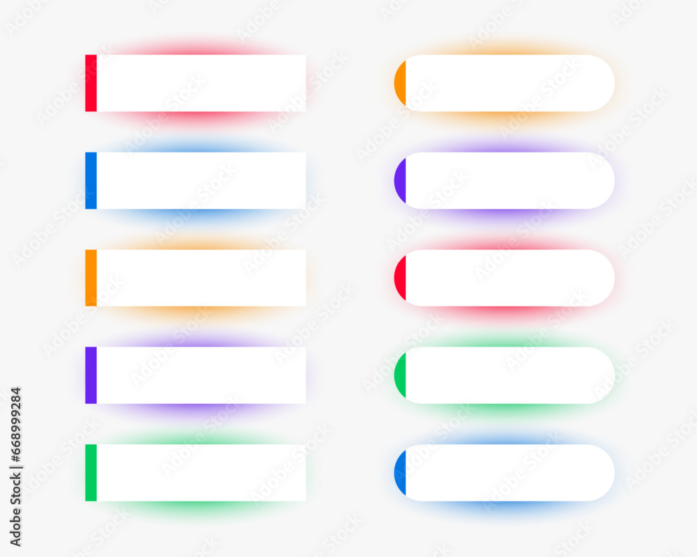 set of colorful web button element sign with empty space set of colorful web button element sign with empty space