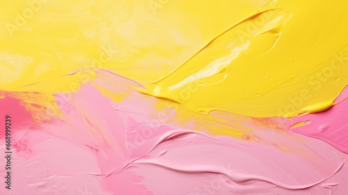 Bright Yellow Background with Paint Splash and Pale Pink Textures AI Generated