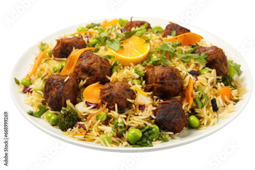 Delectable Plate of Kabuli Pulao Isolated on Transparent Background