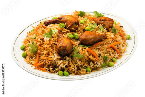 Flavorful Afghan Pulao Presentation Isolated on Transparent Background