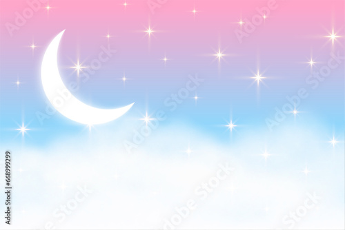 Fototapeta beautiful magical moon and star dreamscape background design