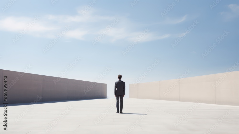 Minimalistic Businessman Standing Outdoors AI Generated