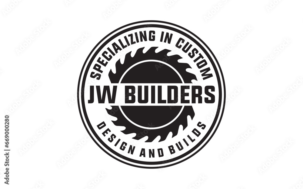 Fototapeta premium Vintage Carpentry Vector Logo, Design Illustration Carpenter badge, Hammer Steel Saws Concept 