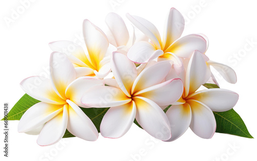 Beautiful White Plumeria Flowers Isolated on Transparent Background PNG.