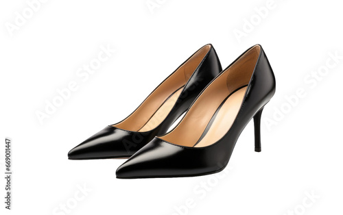 Black Beautiful Pointy Toe Women Shoes Isolated on Transparent Background PNG.