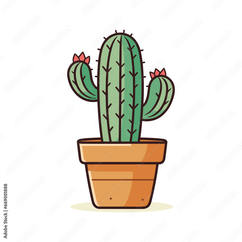 Cactus in a Pot Vector Illustration Cactus in a Pot Vector Illustration