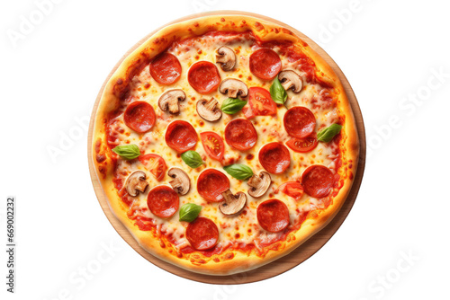 Realistic 3D Rendering of Classic Pizza Isolated on Transparent Background