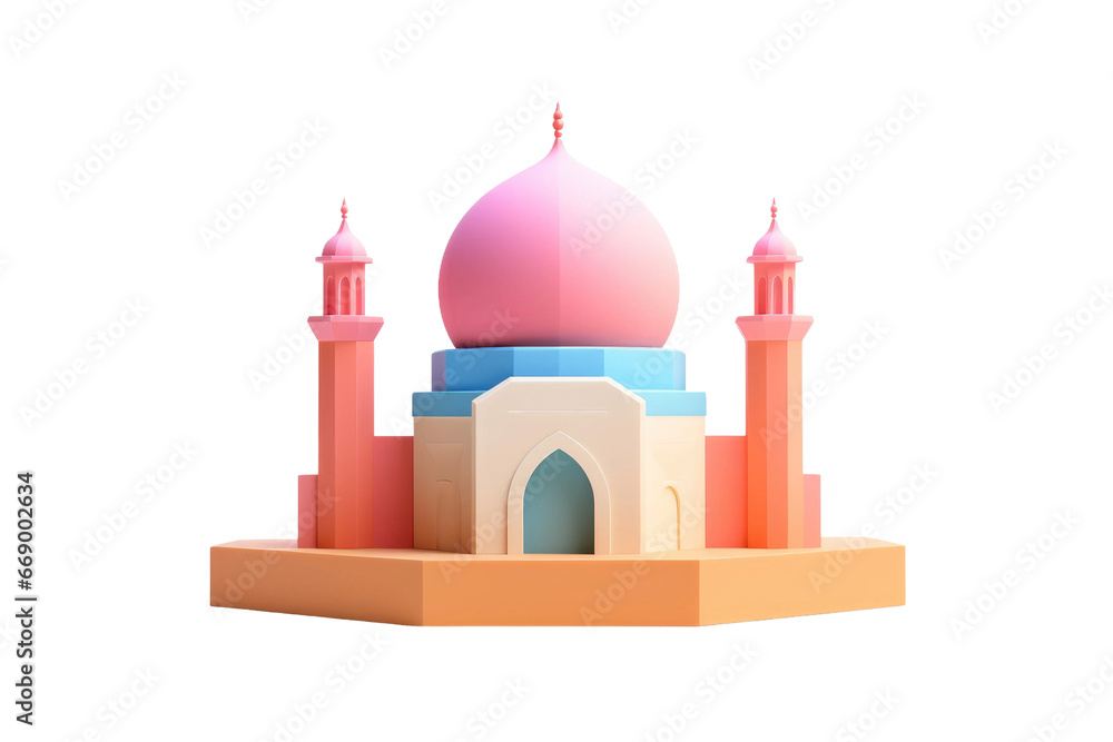 Grandeur of Agra 3D Mascot Isolated on Transparent Background