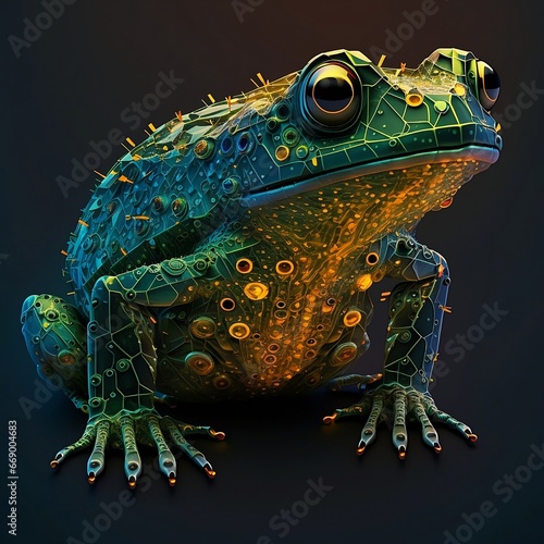 Digital Art of a Bullfrog in its Natural Habitat
