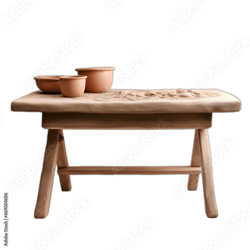 Clay modeling table isolated on transparent or white background, png