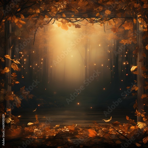 autumn background, background with leaves, Thanksgiving background, autumn leaves, turkey, harvest season, cornucopia, background, Generative AI