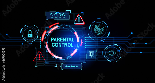 Parental control interface over blue background