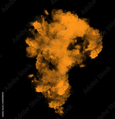 Abstract orange puffs of smoke swirl overlay on black background pollution. Royalty high-quality free stock image of abstract smoke overlays on black backgrounds. Orange smoke swirls fragments
